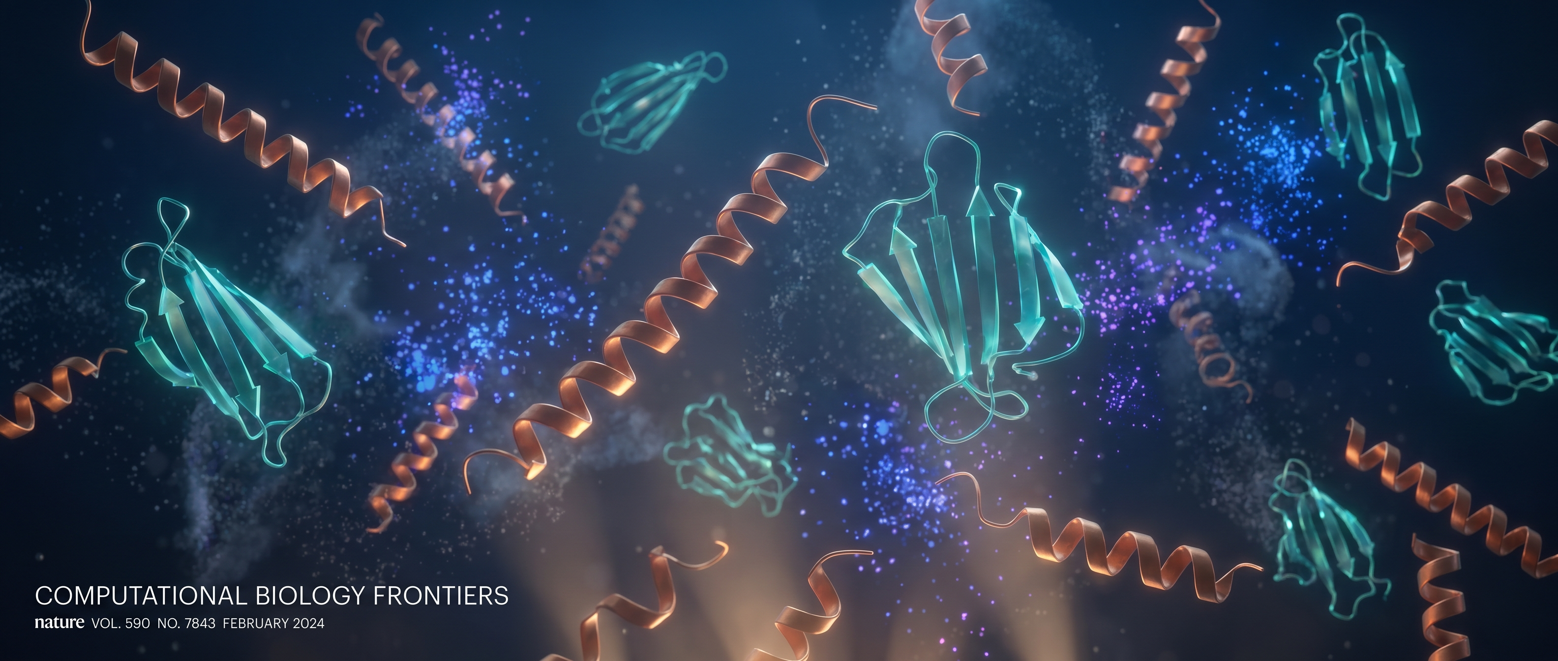 Abstract 3D molecular structures representing research peptides.